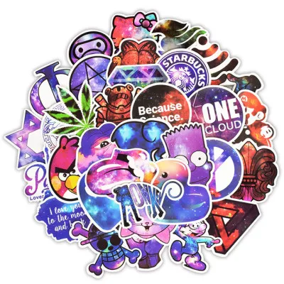 starry sky stickers 50 шт. водонепроницаемый DIY скейтборд наклейки велосипед Мотокросс автомобиль шлем наклейка граффити скутер путешествия багаж наклейки скейтборд - Цвет: starry sky stickers
