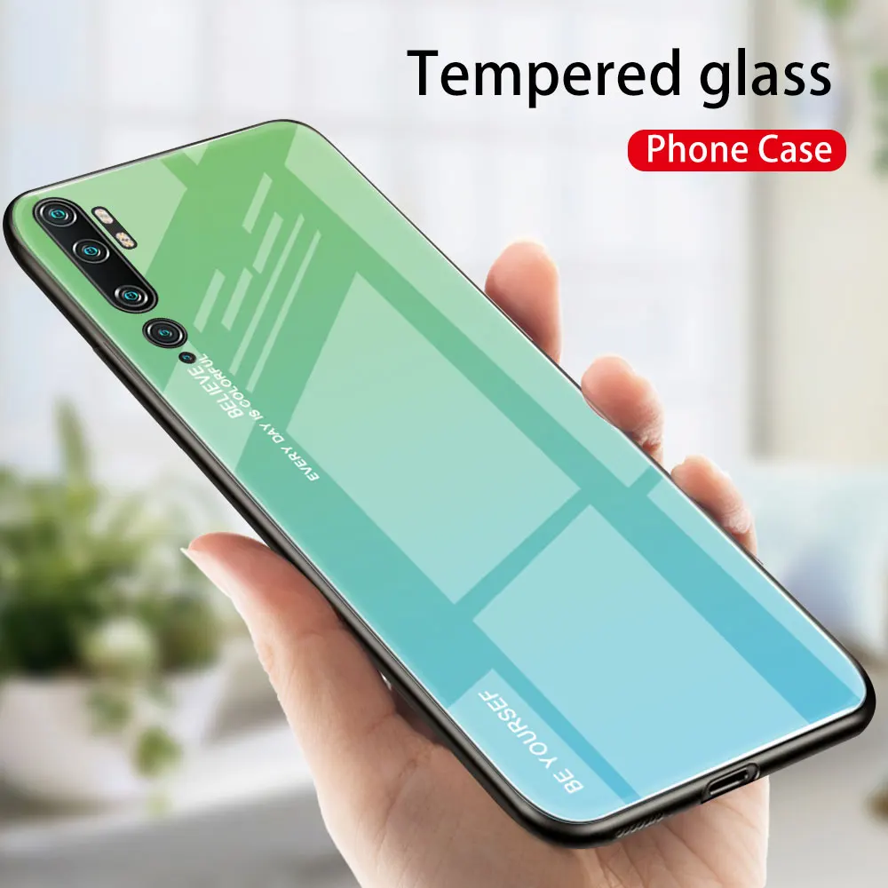 Чехол для Xiaomi Mi Note 10 CC9 Pro градиентное закаленное стекло Fundas цветная задняя крышка
