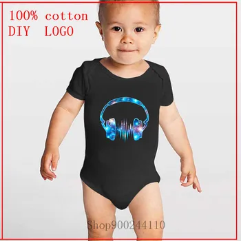 

0-24M Infant HEADPHONES WAVE Space Heartbeat Music Newborn Baby Bodysuit Girls Boys Short Sleeved Rompers Jumpsuit Outfit Summer