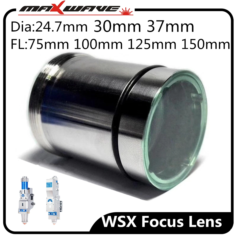 WSX Collimating Lens Dia.37 F100mm quartz fused silica 1064nm fiber laser head NC60 focus lens original crescent lens D37F125mm