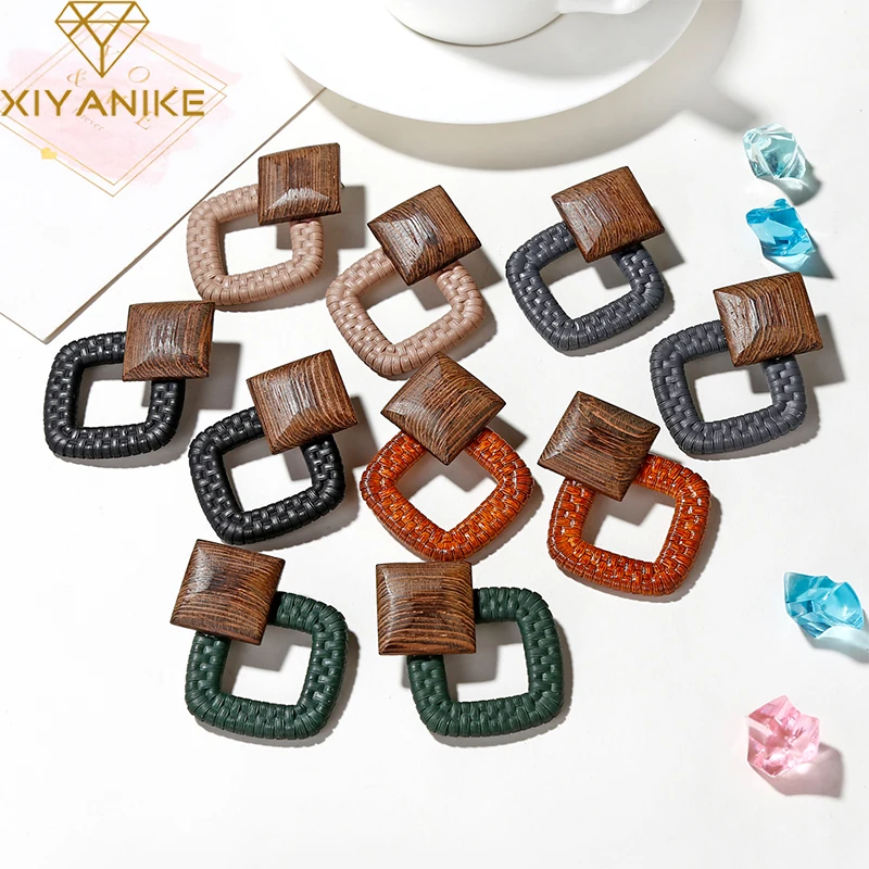 

XIYANIKE Wood Statement Earrings 2019 Fashion Wooden Handmade For Women Multicolor Jewelry Ethnic Vintage Style Drop Earrings