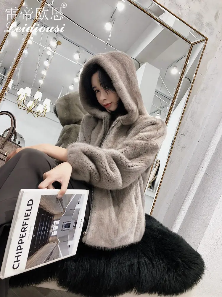 Пальто из натурального меха, женская одежда, Норковое Пальто с капюшоном, бархатная парка из натурального меха, корейское зимнее пальто для женщин, манто Femme 1810 YY2264