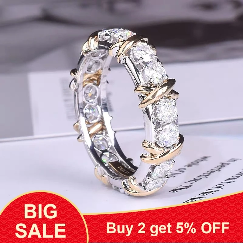 Wedding Rings Gold Rings Golden Ring Gemstone Ring Fashion Eternity Jewelry 5A Zircon stone 10KT White&Yellow Gold Filled Women Engagement Wedding Band Ring