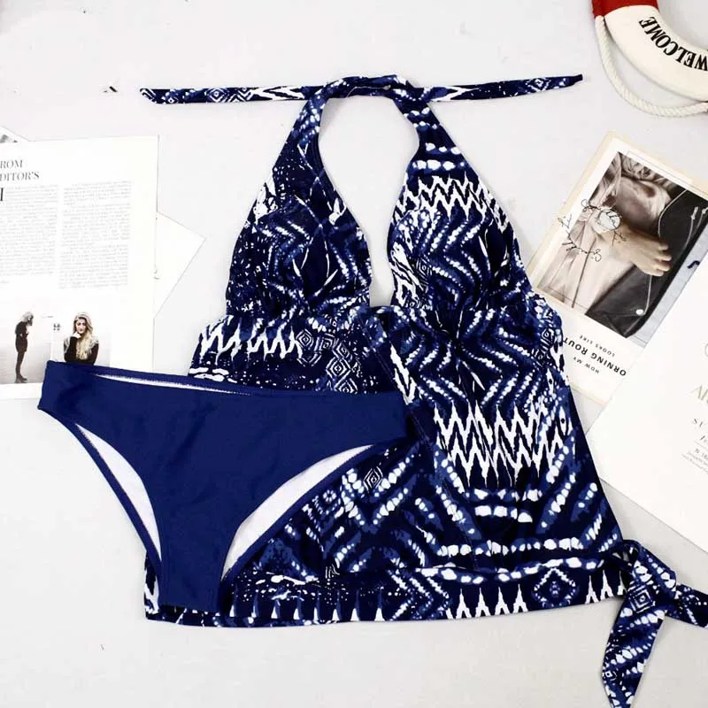 Сексуальные бикини 2020 плюс размер танкини купальник Холтер пуш ап для женщин из