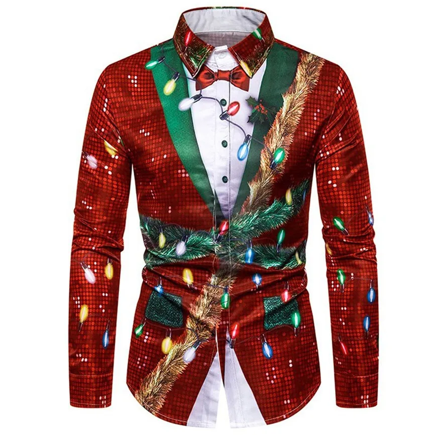 Мужская блуза, имитация двух частей, повседневная, с принтом снежинок, рождественское платье, рубашка, блуза, тонкая, 6 цветов, мужская, модная, дизайнерская, топ, блузка