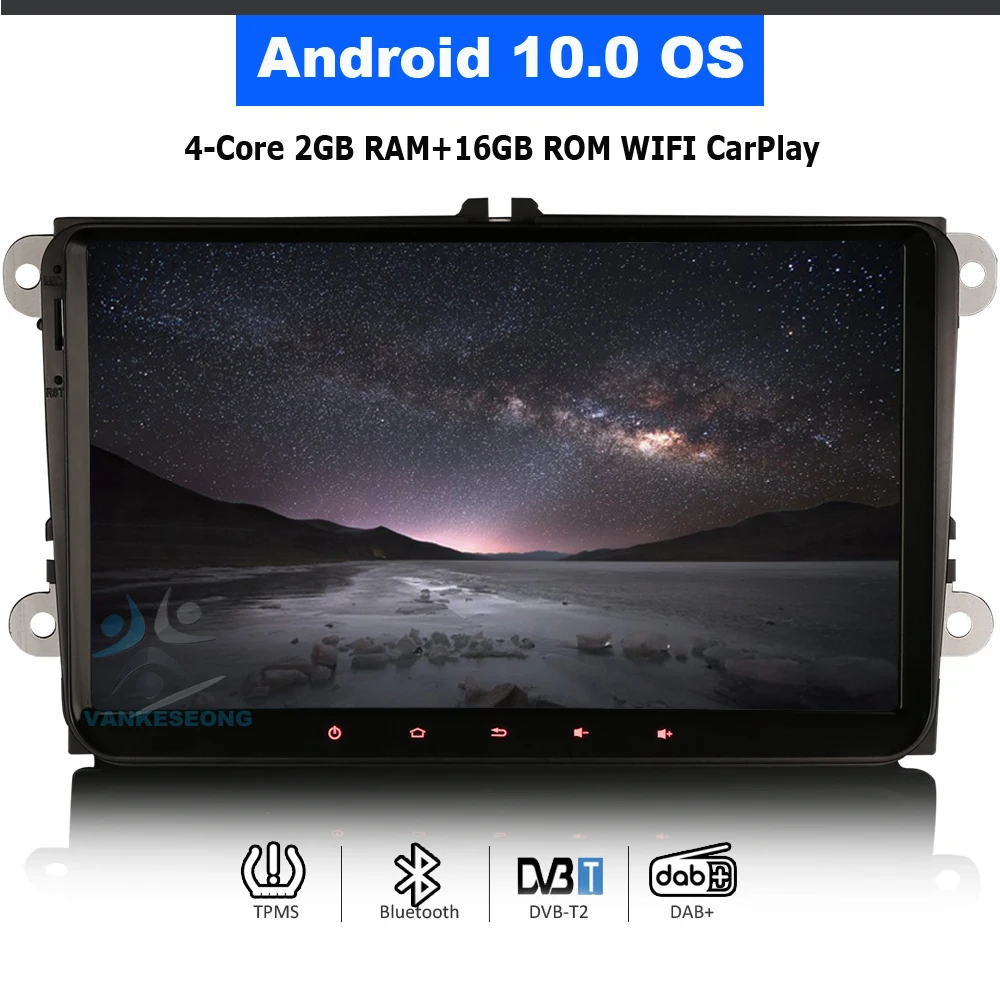 Автомобильный мультимедийный плеер 9 дюймов Android 10 с сенсорным экраном GPS DAB + Carplay