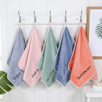 

Microfiber Fabric Solid Color 2PCS/SET Words Face Bath Shower Towel Se Thick Letter Soft Strong Water Absorption for Adults Kids