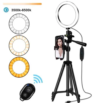 

6.3 Inch Camera Studio Ring Light Video LED Beauty Ring Light Photography Dimmable Ring Lamp+Tripod for Selfie/Live Show