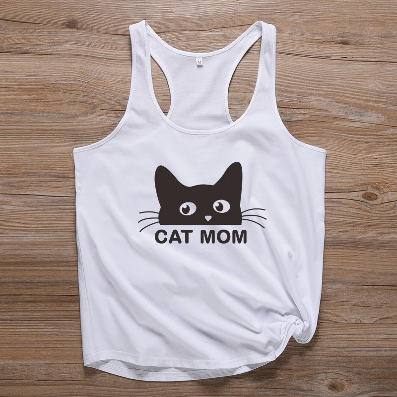 Женские милые майки с изображением кота, футболка с надписью «Cat Mom», забавная футболка с принтом «Kawaii Kitty», Tumblr Vegan, топы, Прямая поставка