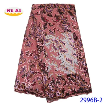 

NIAI Velvet Lace Fabric Latest Nigerian French Tulle Lace Material 2019 High Quality Lace African Sequins Lace Fabric XY2996B-2