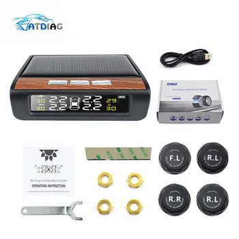 

Solar TPMS Car Tire Pressure Alarm Monitor System Display Intelligent Temperature Warning Fuel Save with 4 Sensors tpms