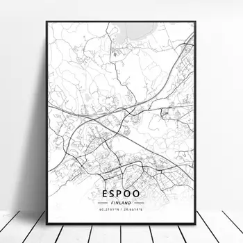 

Espoo Kokkola Turku Lappeenranta Helsinki Tampere Finland Canvas Art Map Poster