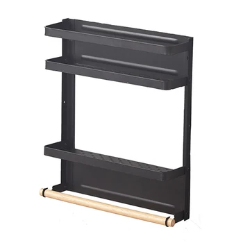 

Seamless Magnetic Refrigerator Rack Rustproof Heavy Duty With Hooks Bathroom Organizer Folding Storage For Snacks Condiment