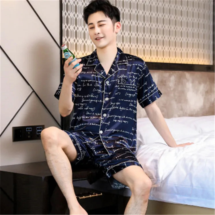 Men's Silk Casual Pajamas Autumn Winter Summer Sleepwear Fashion Modern Style Home Clothes Short Sleeve Long Sleeve Pyjama Set cheap pajama pants