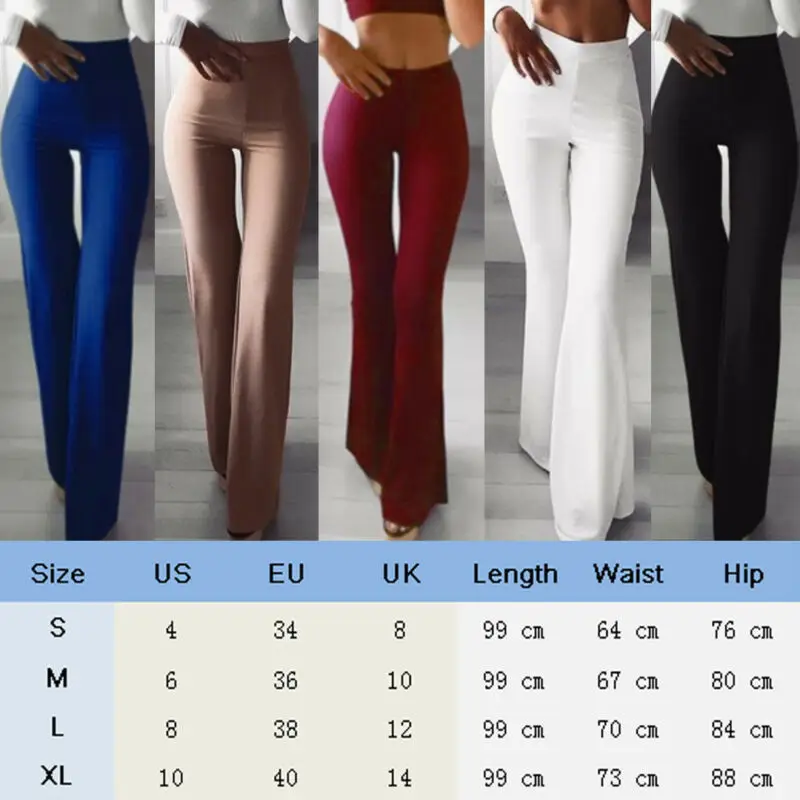 Новые женские узкие брюки с высокой талией, широкие брюки, расклешенные женские брюки палаццо, тянущиеся брюки, брюки хорошей формы