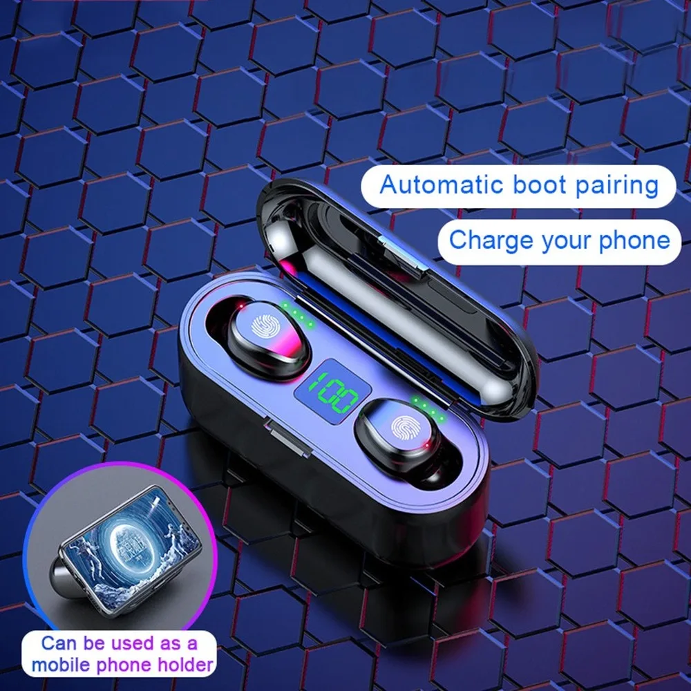TWS F9 8 Headphone Wireless Bluetooth 5 0 Earphone Mini Earbuds With Mic Charging Box Sport Headset For Smart Phone