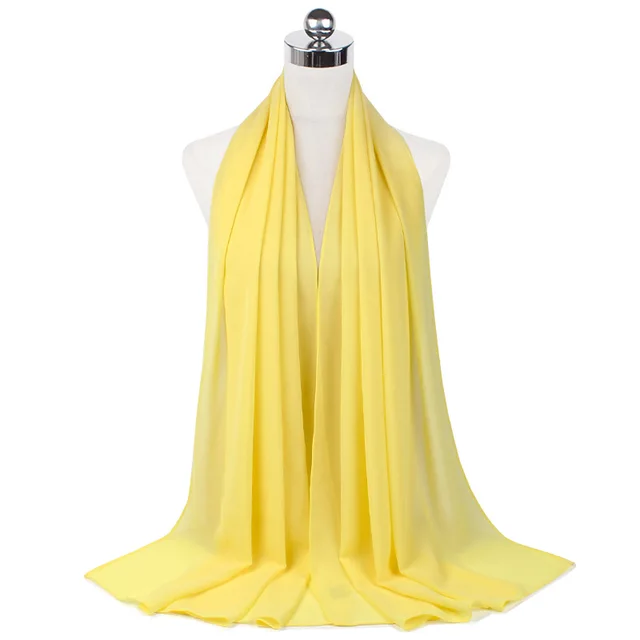 High Quality Good Stitching Stitch Plain Premium Heavy Chiffon Hijab Scarf Malaysian Women's Scarves Hijabs Long Shawl Shawls 15