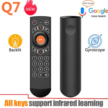 

2020 Q7 Backlit Gyroscope Wireless Air Mouse Smart Voice Remote Control Full Keys IR Learning for Android TV Box vs G21 PRO G30S