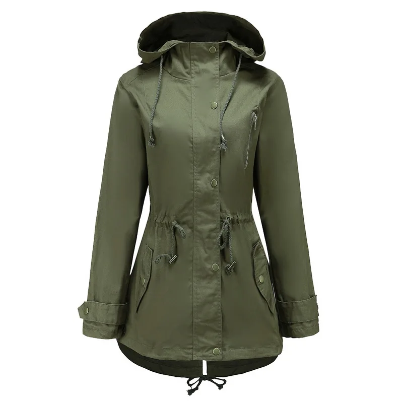 New Women Winter Long Coat Fashion Solid Hooded Overcoat Autumn Casual Zipper Sim Fit Cardigan Women's Windbreaker Jacket Coats