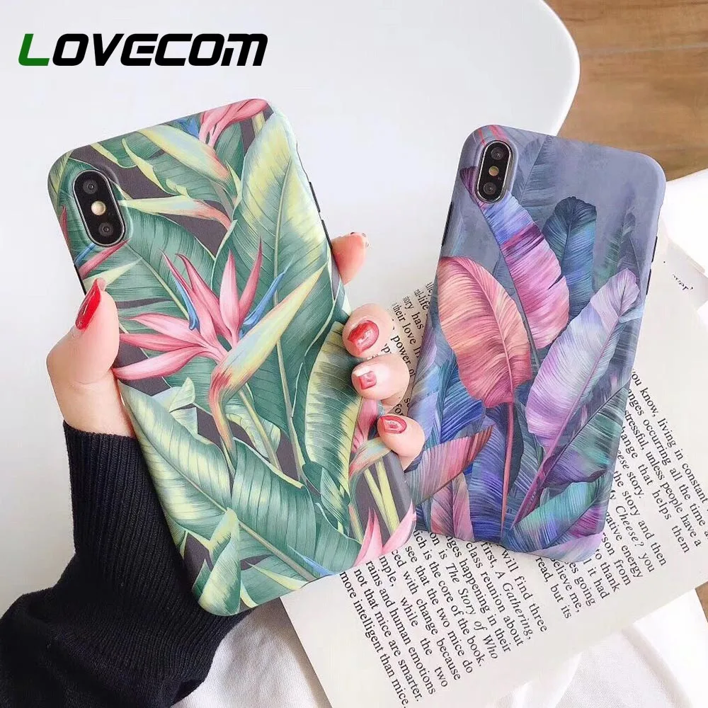 

LOVECOM Retro Banana Leaves Phone Case For iPhone 11 Pro Max XR XS Max 6 6S 7 8 Plus X Full Body Matte Soft IMD Back Cover Gift