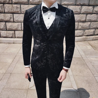 

Groom Suit Men's Suit Three-piece Suit Slim Korean Suit Suit Male Married Best Man Costume Dress Male