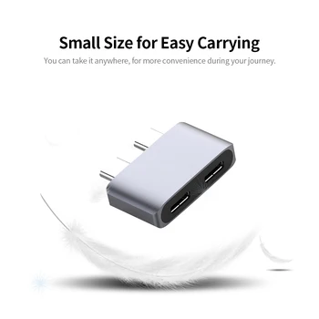 

Dual USB Type-C HUB portable Adapter Converter Grey Type-C HUB Aluminum Alloy Small and compact size multiple protections