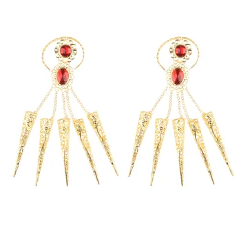 

Pack of 2 Belly Dance Clothing Accessory Gold Bracelet with Red Jewelry Finger Nail