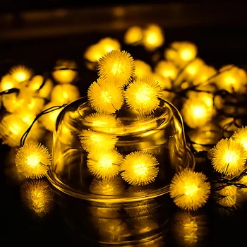 

20 LEDs Solar Power Fairy String Lights Hair Ball Decora Garden Outdoor Lighting Festival Party Courtyard Illumination Lights