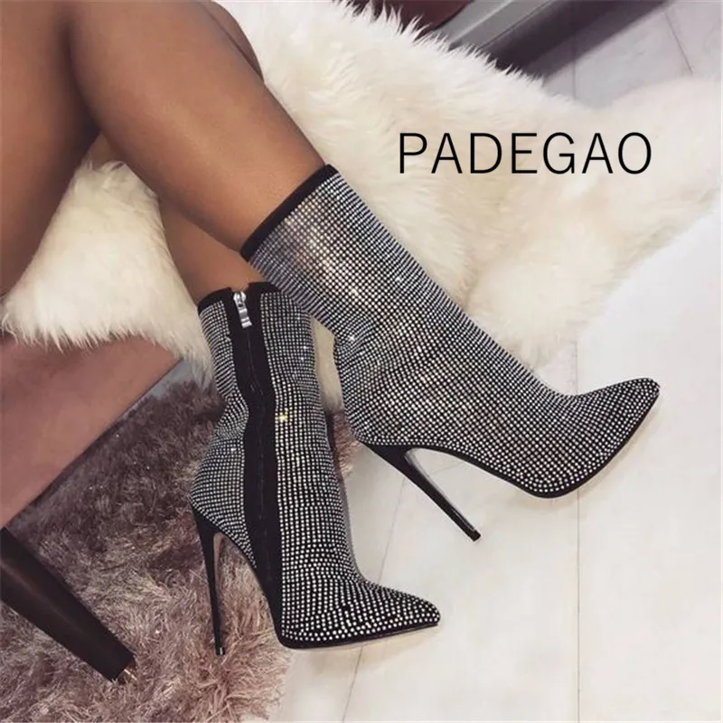 

Winter Boots Women 2019 Womens Shoes Fashion Ankle Boots for Women High Heel Boots Crystal Boots