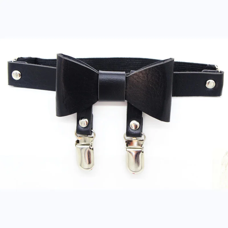 Cute Sexy Leg Garter Belt Harness Adjustable Elastic Leather Bowknot Ring Clip Punk Strap Leather Thigh Harness