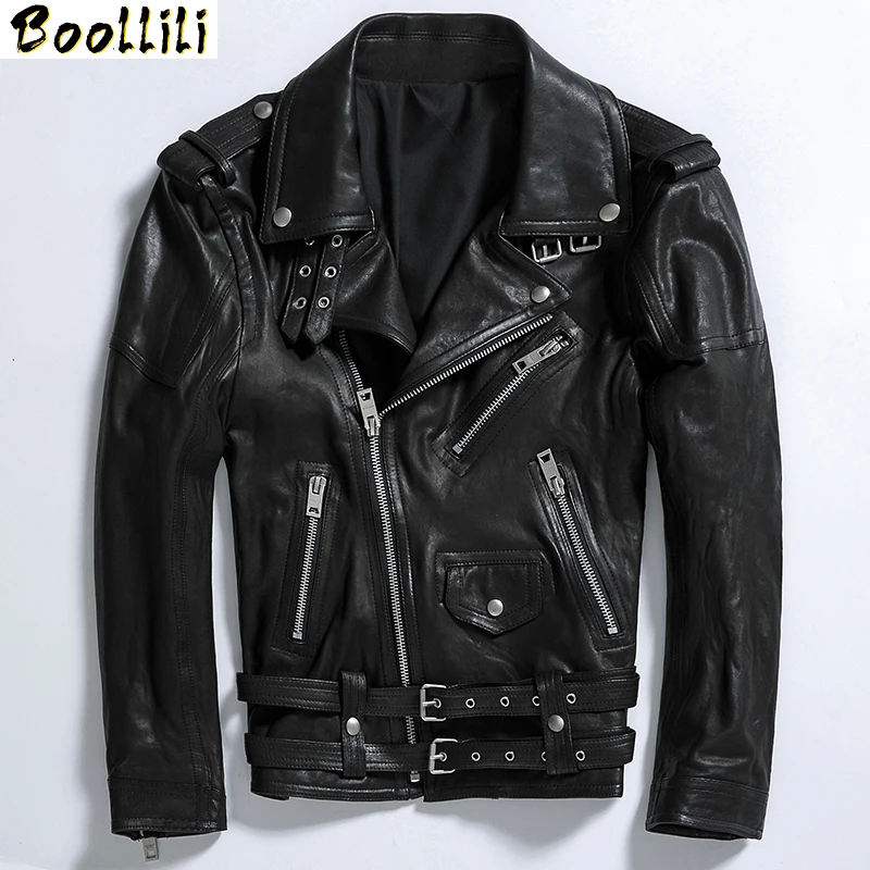 

Boollili Genuine Leather Jacket Men Clothes 2020 Real Sheepskin Jackets Vintage Fashion Biker Leather Coat Jaqueta De Couro