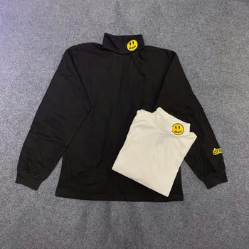

Best Version 1:1 Justin Bieber Drew House Embroidery Women Men Turtleneck Long Sleeve T shirts tees Hiphop Oversized Men T shirt