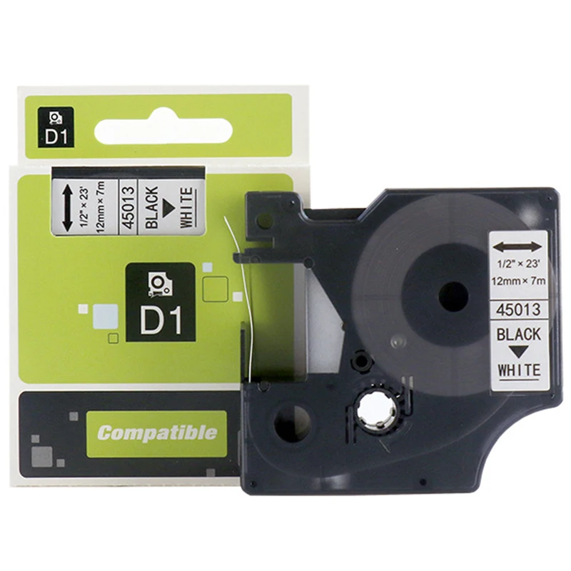 HOT-10PCS совместимый для DYMO D1 45013 D145013 черный на белом 12 мм x 7 м совместимый для DYMO Ltera тегов этикеток принтеры