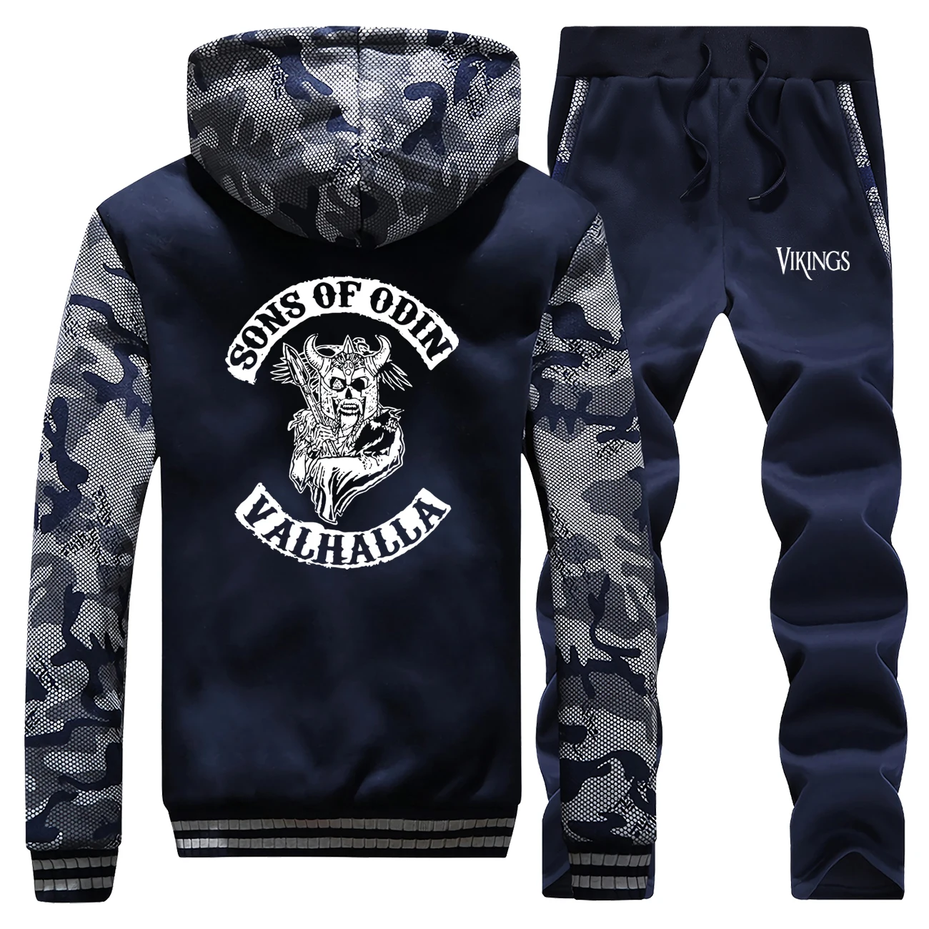 Sons Of Odin Valhalla Chapter камуфляж толстый мужской худи-свитшот+ брюки 2 шт наборы мужские флисовые теплые пальто зимняя куртка