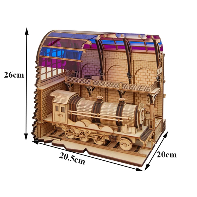 DIY Magic Movie Platform Nine and Three-Quarters Diagon Alley Book Nook Shelf Kit Miniature Train Station with Light Toys Gifts 6