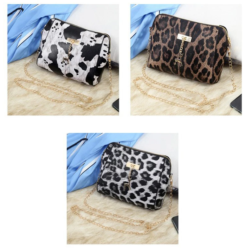 Small Cross Over Body Bag Ladies Shoulder Handbag Purse Women Messenger Satchel Fashion PU Waterproof Leopard Travel Crossbody