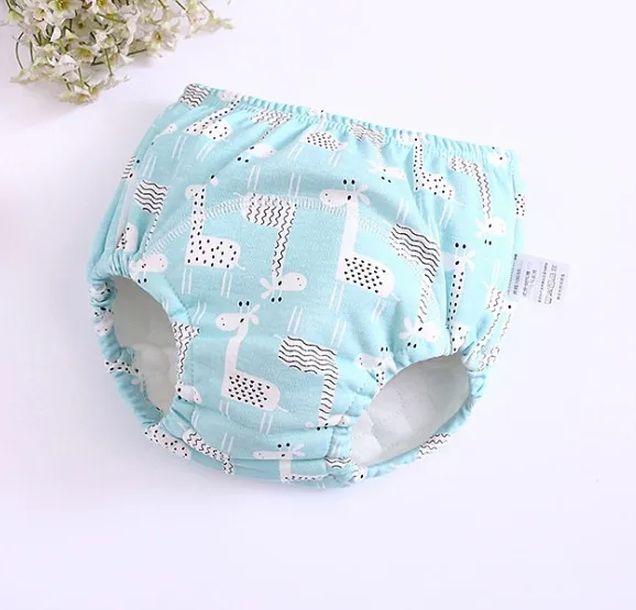 Blue Giraffe Детские подгузники, многоразовые памперсы, тканевые подгузники, моющиеся зимние Трусики для маленьких девочек и мальчиков, Детские Водонепроницаемые хлопковые тренировочные штаны - Цвет: Blue Giraffe