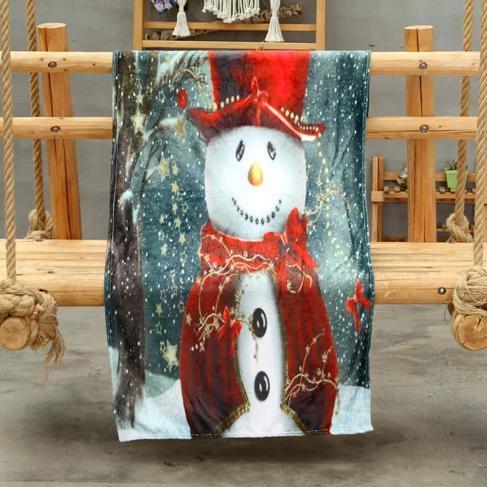 OUNEED Merry Christmas одеяла из фланелевой ткани диван кровать одеяло 70x100 см супер мягкий теплый снеговик шаблон Одеяло Обложка#45
