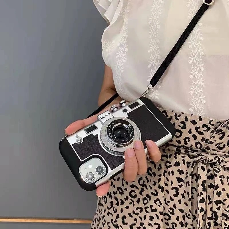 Emily In Paris Retro Camera Leather Sling Phone Case