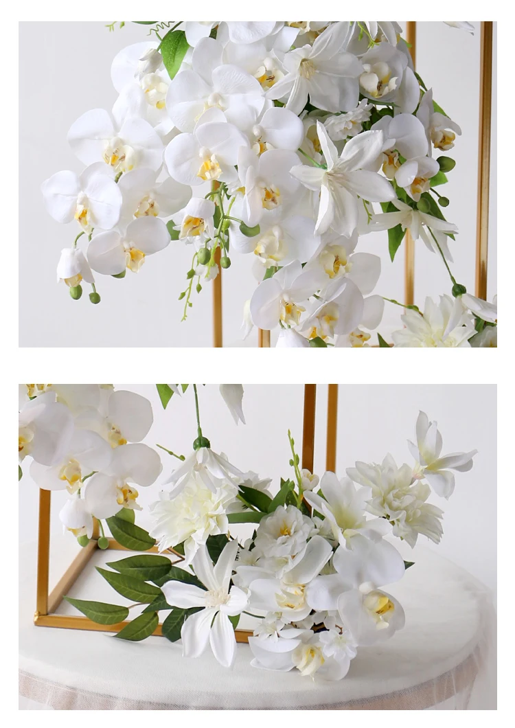 JAROWN 흰 나비 난초 꽃 벽 매달려 인공 가짜 꽃 웨딩 테이블 센터 피스 장식 홈 장식품 사용자 정의 (13)