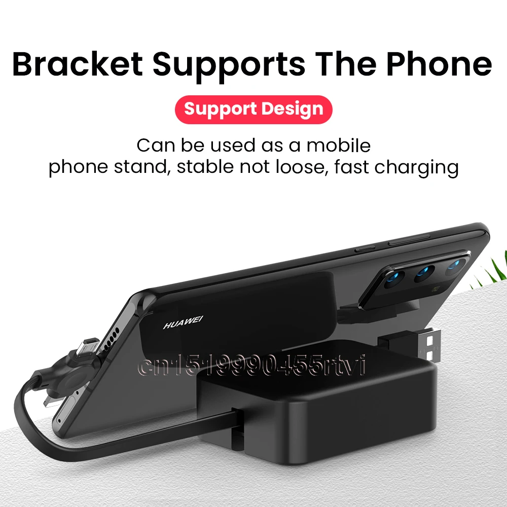 4in1 Retractable USB Type C Micro USB Cable for iPhone 13 12 11 Pro Max With Phone Stand 3in1 2in1 Charging Charger Data Cable_voghion.com