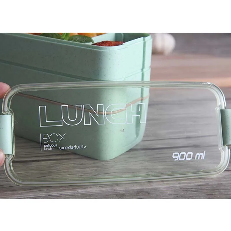 Microwavable путешествия прямоугольник трехуровневый Bento Box многоразовый Ланч герметичный вилка контейнер для ложек Посуда японский стиль