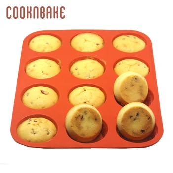 

COOKNBAKE Silicone cupcake Mold 12 hole Muffin mould Jello Pudding biscuit cake baking tool DIY cake decorating round soap tool