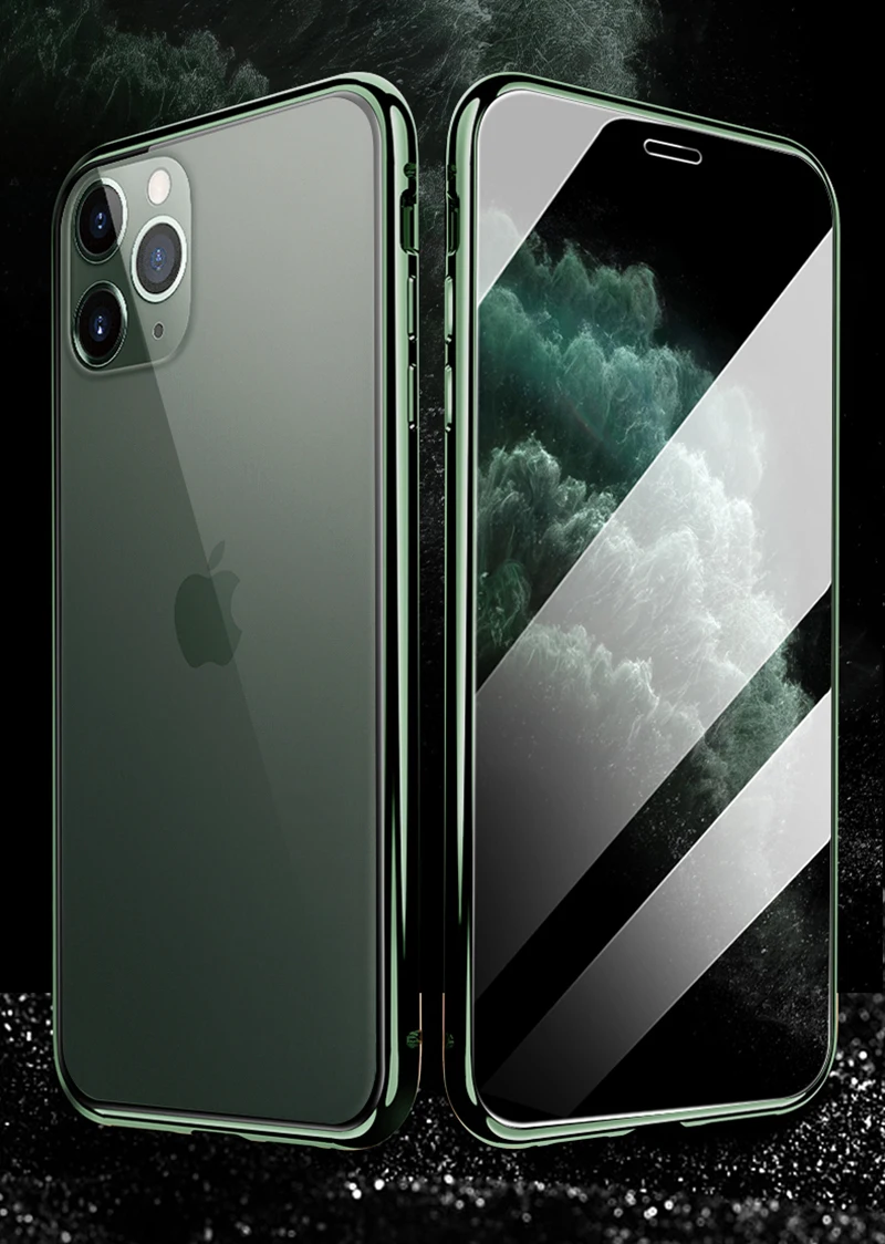 Магнитный адсорбционный металлический чехол для iPhone 11 11 Pro Max закаленное стекло с магнитом чехол для телефона s для iPhone 11 Pro прозрачный флип-чехол