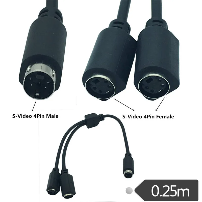 Ponto y Cabo Adaptador Divisor S-video Macho para Fêmea Cabo 0.25m S-video1