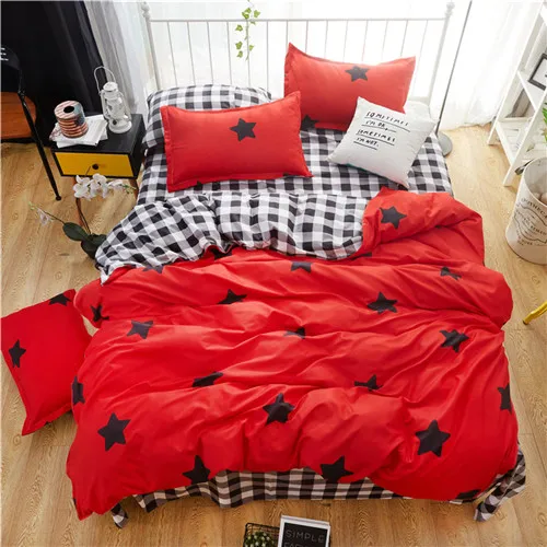 red bedding set Yovepii детское постельное белье серый цветок 3/постельный комплект из 4-х элементов Черный и белый цвета в полоску Комплект постельного белья с леопардовым принтом, Комплект постельного белья Плоский лист Весна дома - Цвет: red bedding set