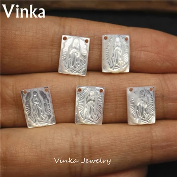 

30pcs 8*11mm genuine mother of pearl shell virgen de guadalupe pendant jewelry