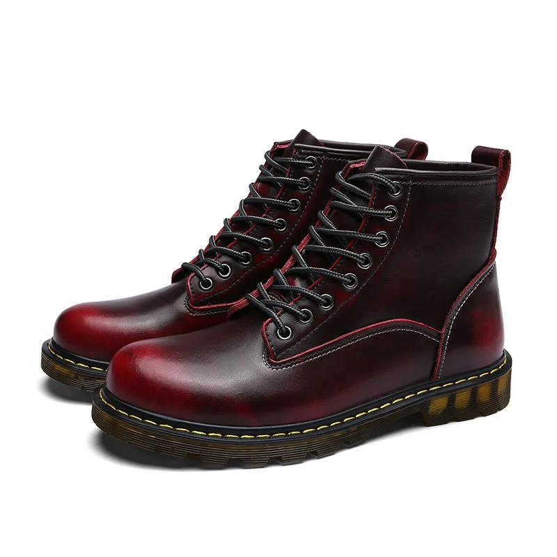 

2019 Winter Men Genuine Leather Retro MEN'S Casual Shoes Comfortable Martin Boots Worker Boot Men's Leather Boot