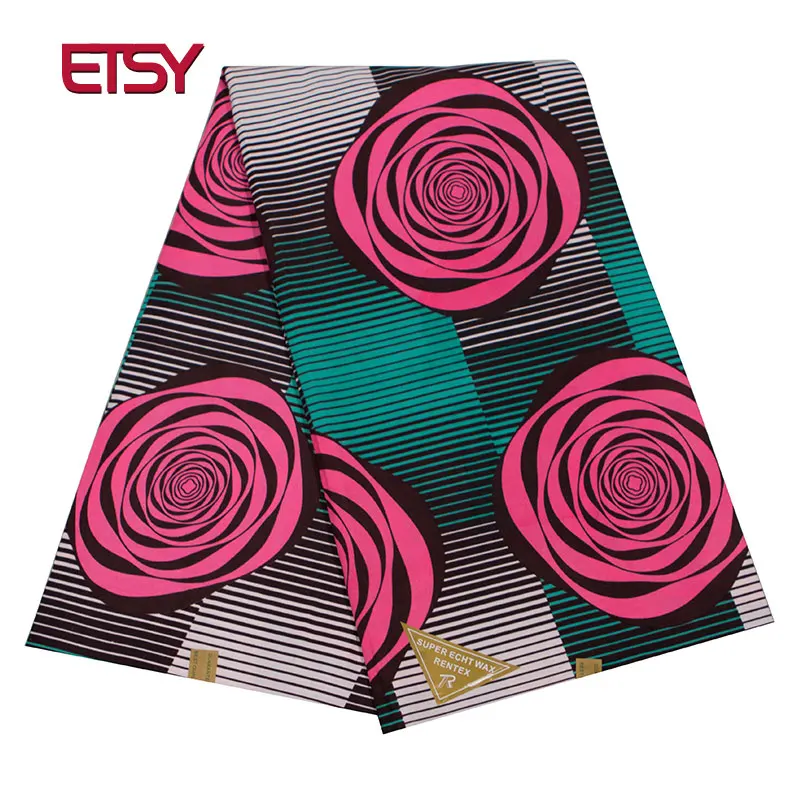 Африканский воск полиэстер воск печатает ткань Анкара печать ткань воск высокого качества 6 ярдов Африка ткань для вечерние платья FP6205