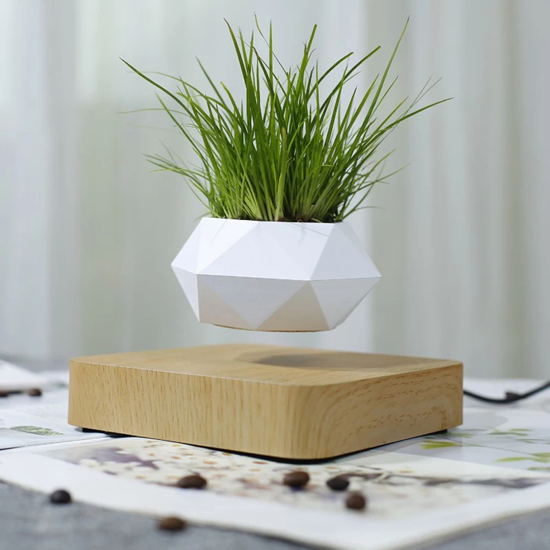 Dropshipping Levitating Air Bonsai Pot Rotation Flower Pot Planters Magnetic Suspension Floating Pot Potted Plant Home
